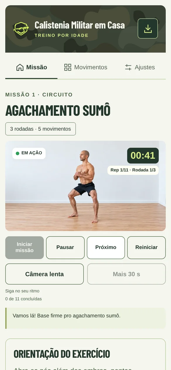 Um instrutor que conta, avisa e motiva